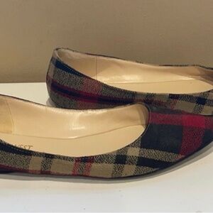 Nine West Red and Tan Plaid Ballet Flats